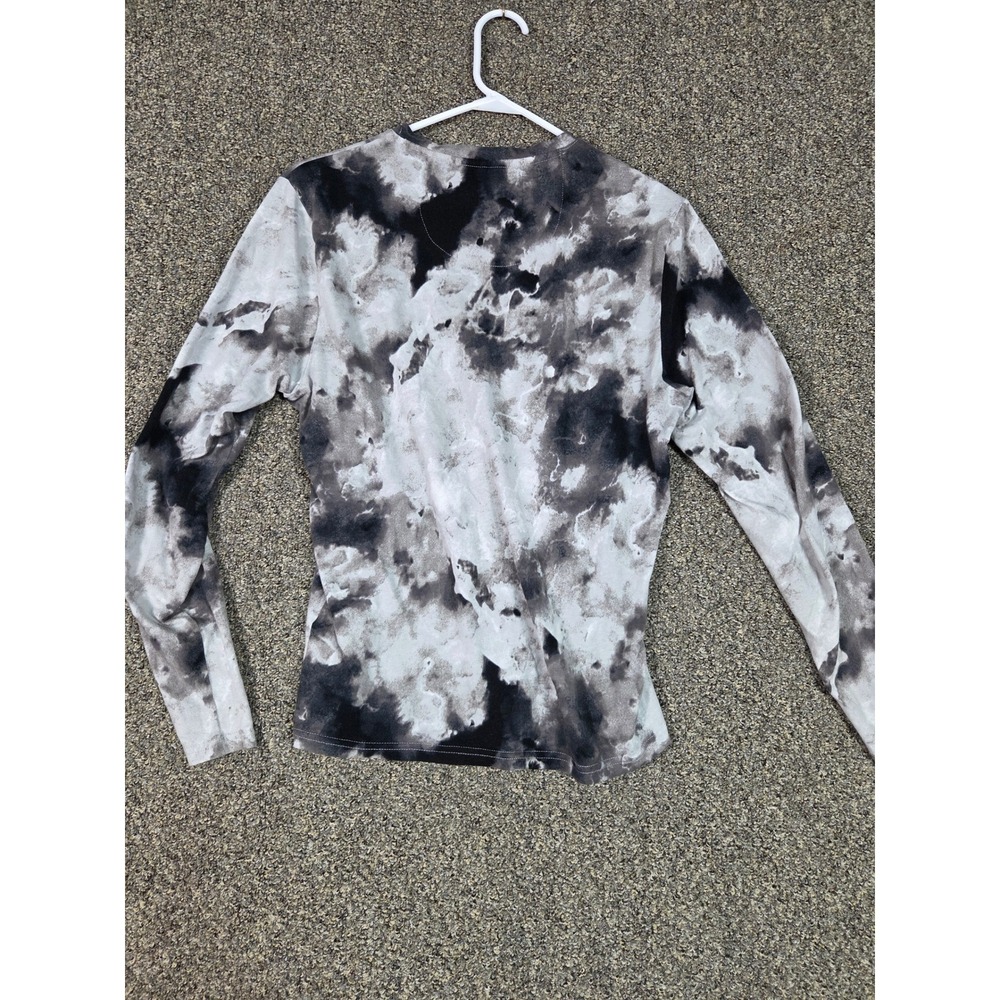 INC International Concepts Long Sleeve Tee‎ Womens Small Black White Tie Dye